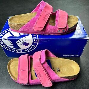 Birkenstock Uji Nubuck-Suede Leather Womens Sandals Size 7 Fuchsia Tulip NEW